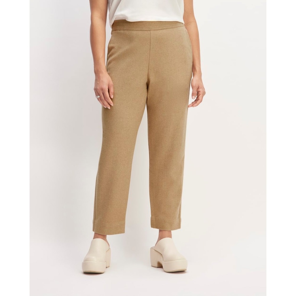 Everlane Manteco Recycled Wool Tapered Pants Camel Tan Elastic Waist Womens L